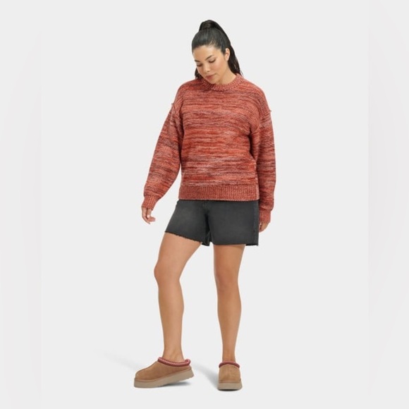 UGG Medium Sweater Avianna Striped Wool Blend Sweater crewneck Salmon Pink NWT - Picture 10 of 13